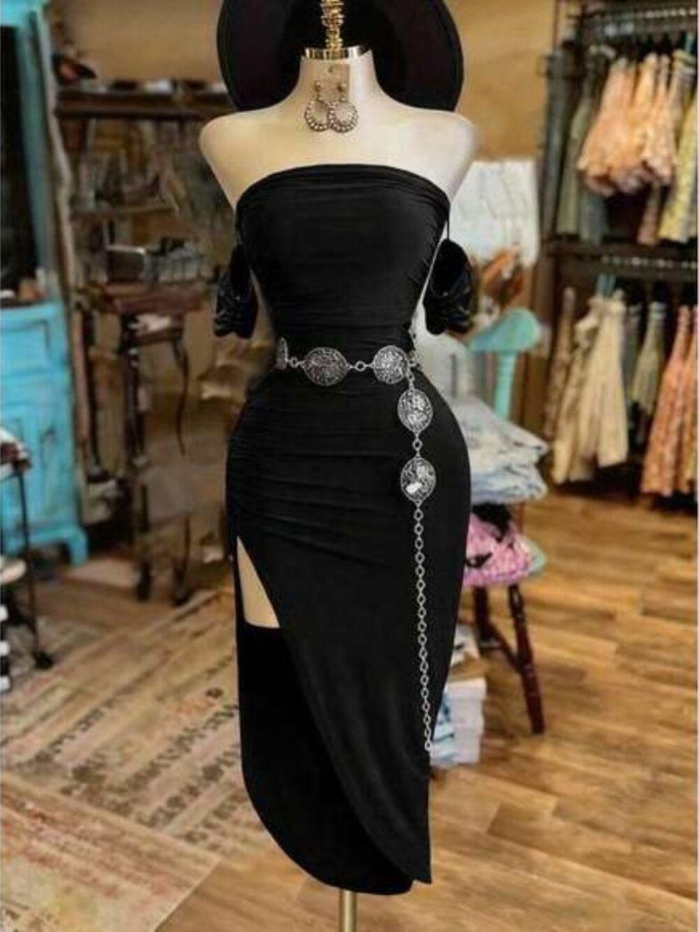 EMERY ROSE Solid Color Bandeau Dress